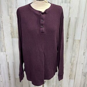 Men's Burgundy Thermal‎ Henley Shirt